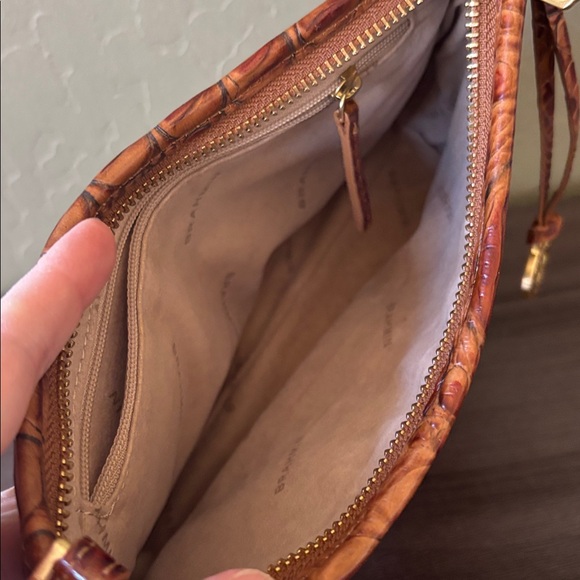 Brahmin Anytime Mini Croc Embossed Pecan Melbourne Shoulder Bag No Strap - Picture 8 of 10